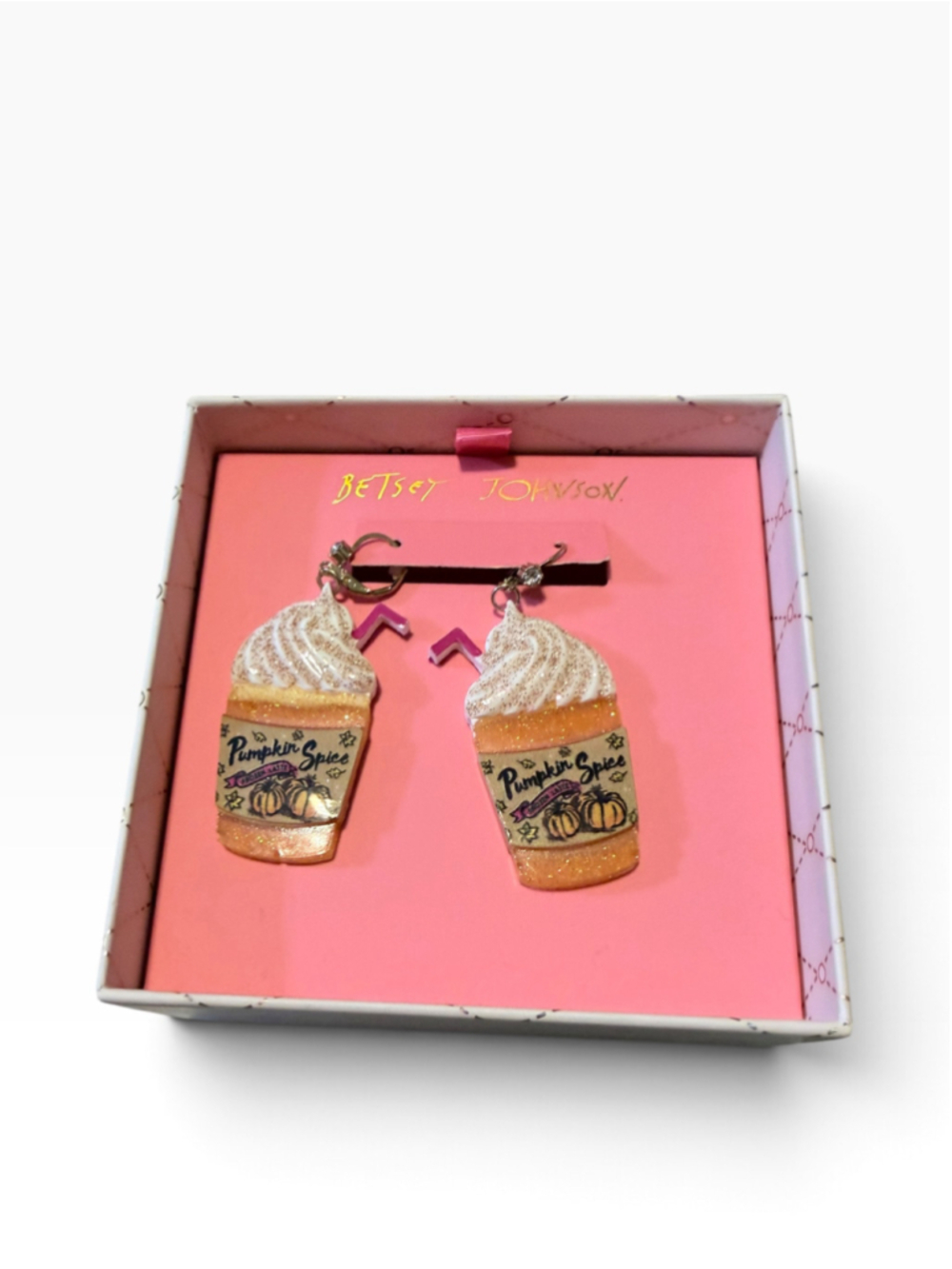 Women's Betsey Johnson Pumpkin Spice Latte Earrings One Size Orange White